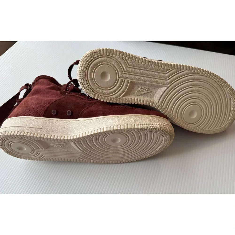 Nike Special Field Air Force 1 Mid Burgundy Canvas Suede Sneakers Men's 11